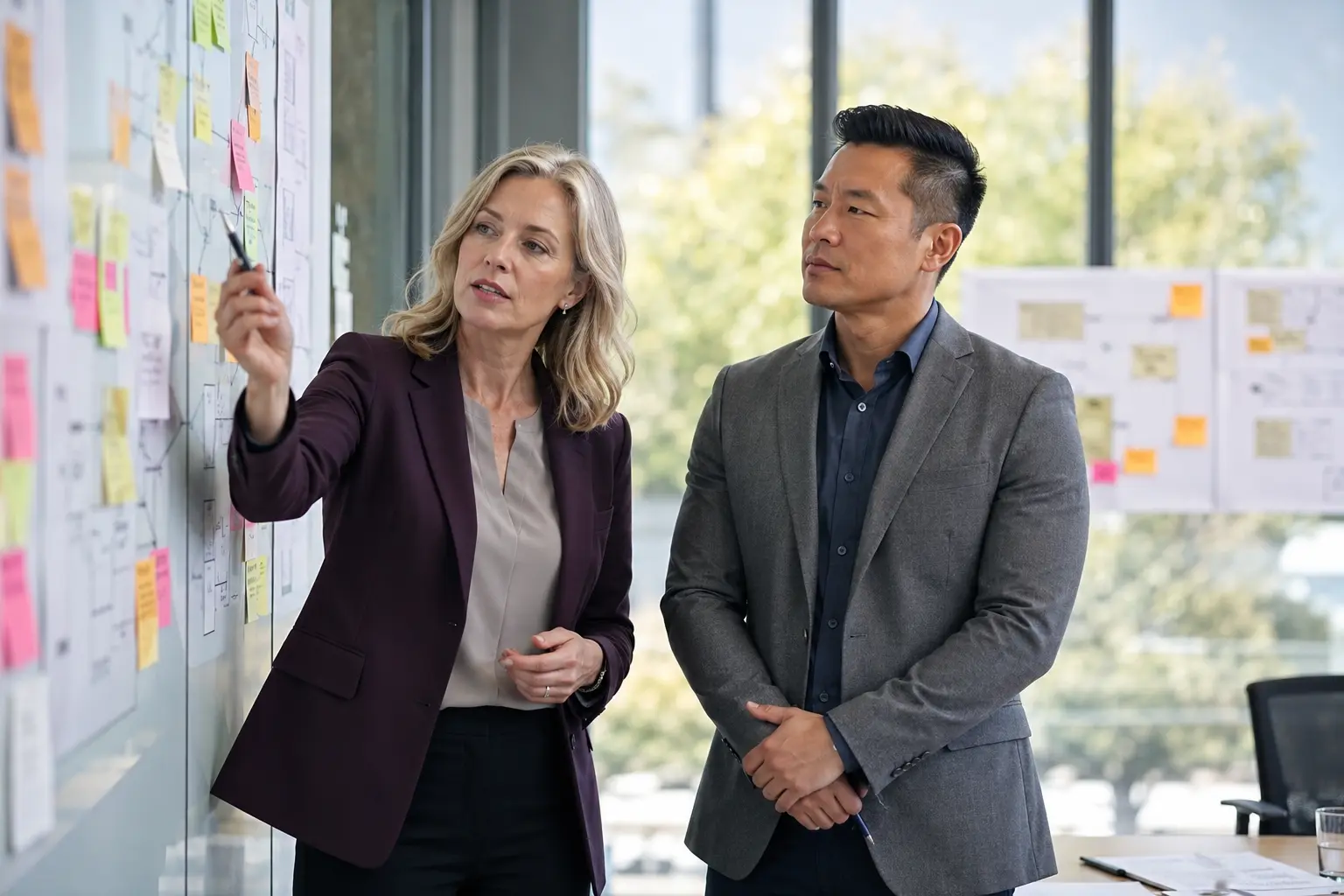 Business leaders guiding a digital transformation workshop