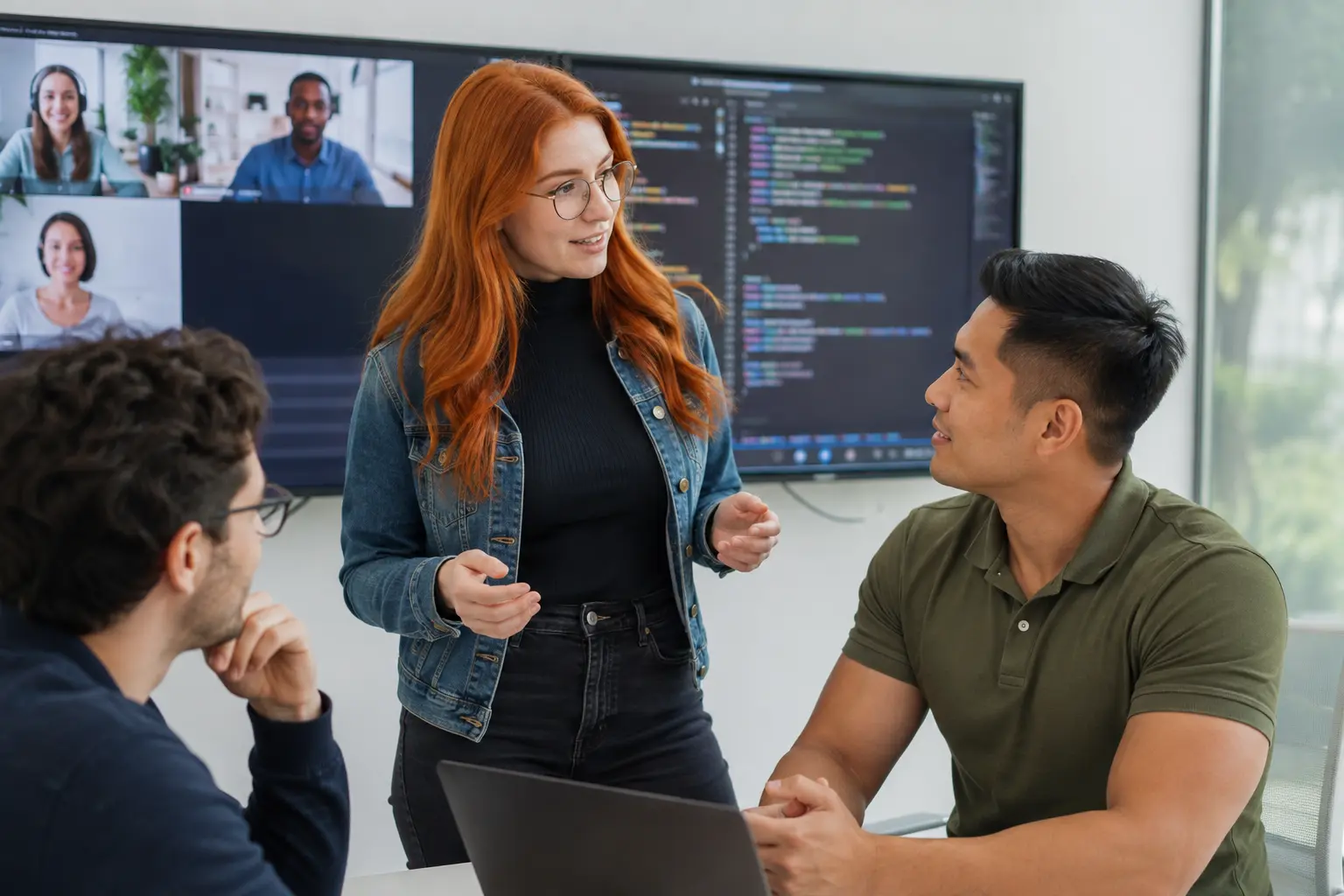 Developers collaborating with a hybrid engineering team