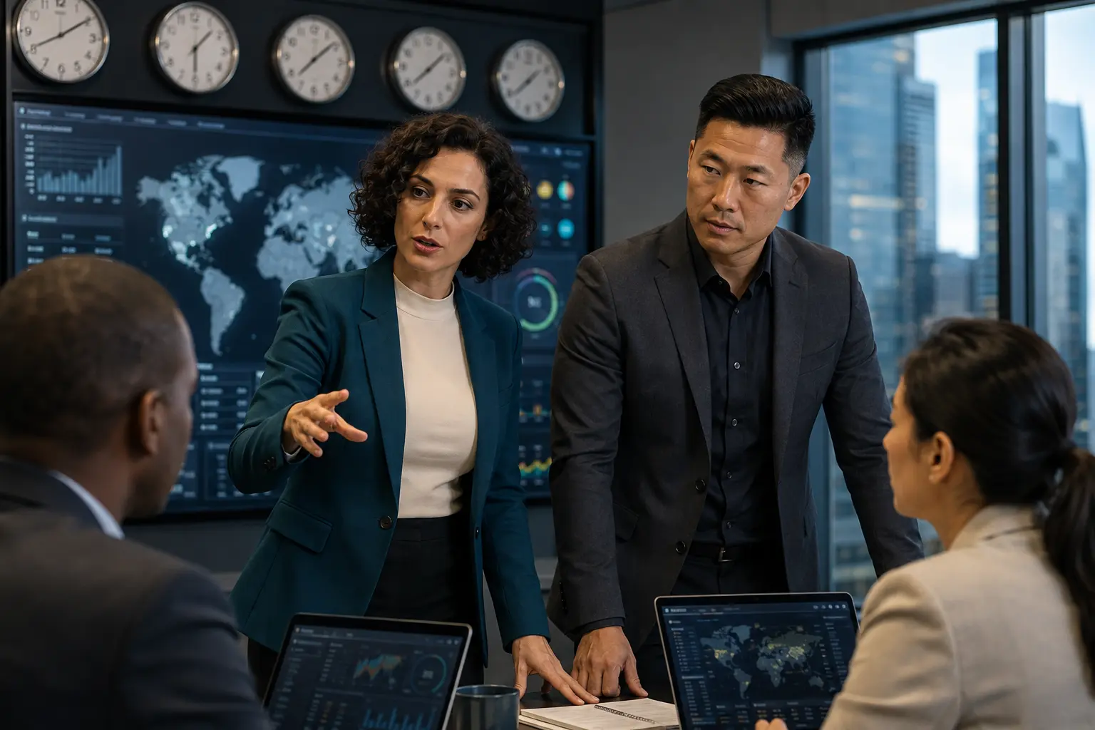 Programme leaders coordinating NexCore Digital's international delivery network